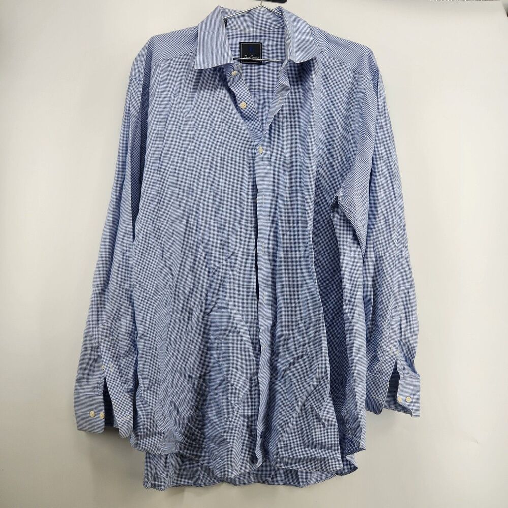 David Donahue Men's 17.5 34 35 Long Sleeve Blue 100% Cotton Shirt NWT